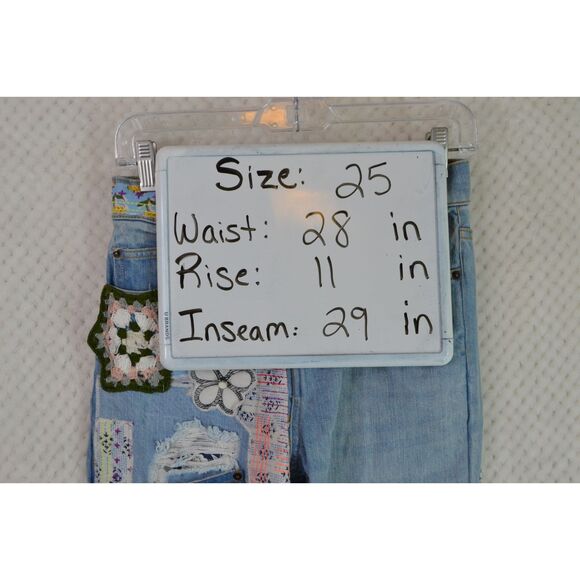 Urban Outfitters BDG Women's 25 High Waisted Patchwork Flare Light Wash Jeans - Picture 15 of 16